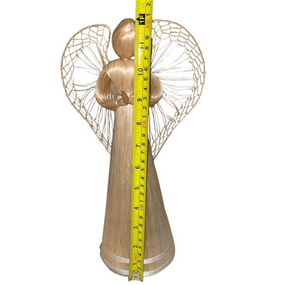 Vintage 12" Tall Corn Husk Praying Winged Angel Christmas Table Decor - Picture 10 of 13